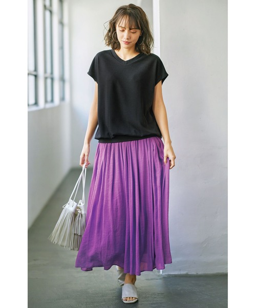 GeeRA(ジーラ)の「Vネックカットソートップス(Tシャツ/カットソー・レディース・モカ/ブラック/ライトベージュ/グレー/ピンク・MEDIUM/X-LARGE/XX-LARGE/LARGE/SMALL)」の10枚目の写真