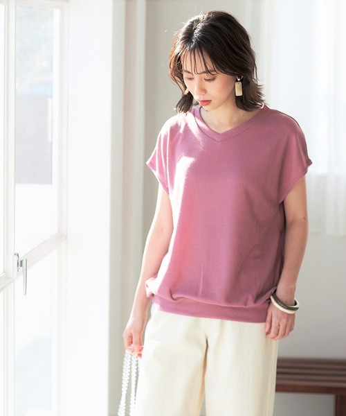 GeeRA(ジーラ)の「Vネックカットソートップス(Tシャツ/カットソー・レディース・モカ/ブラック/ライトベージュ/グレー/ピンク・MEDIUM/X-LARGE/XX-LARGE/LARGE/SMALL)」の20枚目の写真