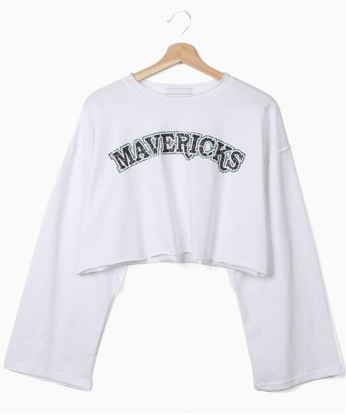 merongshop（メロンショップ）の「MERONGSHOP マーベリックロゴクロップTシャツ（Tシャツ/カットソー・レディース・アイボリー/ダークグレー・FREE）」の10枚目の写真