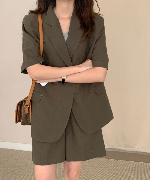 ABITOKYO（アビトーキョー）の「綿麻オーバーテーラードジャケット（テーラードジャケット・レディース・ダークグリーン/ベージュ/ネイビー・FREE）」の11枚目の写真