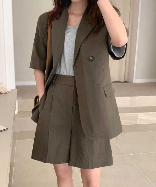 ABITOKYO（アビトーキョー）の「綿麻オーバーテーラードジャケット（テーラードジャケット・レディース・ダークグリーン/ベージュ/ネイビー・FREE）」の19枚目の写真
