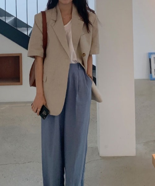 ABITOKYO（アビトーキョー）の「綿麻オーバーテーラードジャケット（テーラードジャケット・レディース・ダークグリーン/ベージュ/ネイビー・FREE）」の17枚目の写真