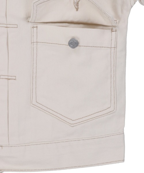 SPINNS（スピンズ）の「【ゆったりシルエット】ノーカラーツイルデニムジャケット（デニムジャケット・レディース・アイボリー・ONESIZE）」の12枚目の写真