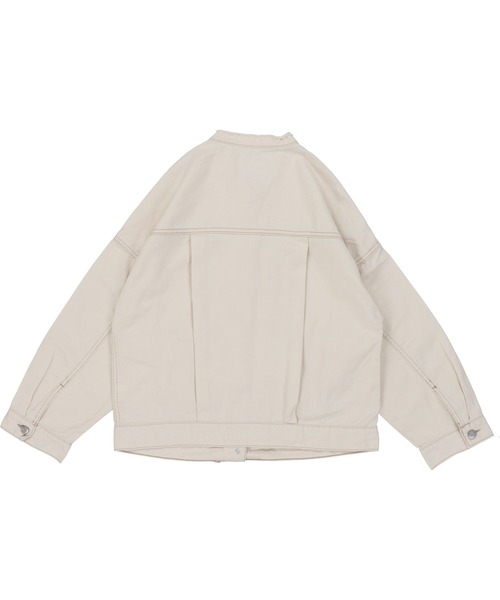 SPINNS（スピンズ）の「【ゆったりシルエット】ノーカラーツイルデニムジャケット（デニムジャケット・レディース・アイボリー・ONESIZE）」の9枚目の写真