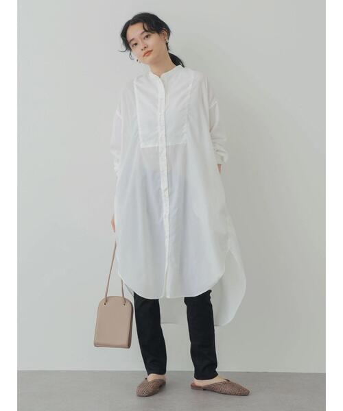 AMERICAN HOLIC(アメリカンホリック)の「スタンドカラーシアーシャツワンピース *●(シャツワンピース・レディース・オフホワイト/ストライプ/ラベンダー/アイボリー・FREE)」の6枚目の写真