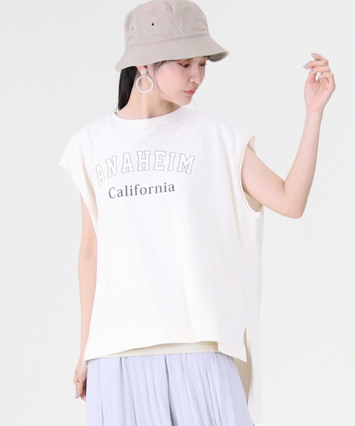 RAG MACHINE（ラグマシーン）の「【RAG MACHINE】ロゴプリントノースリーブ（タンクトップ・レディース・ホワイト/ベージュ/ブラック・M/L）」の6枚目の写真