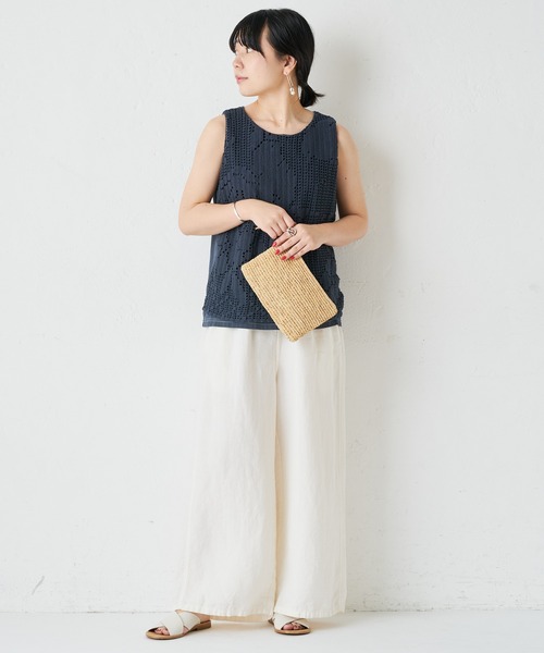 BEARDSLEY（ビアズリー）の「ヴィンテージレースタンク（Tシャツ/カットソー・レディース・ネイビー/ベージュ・FREE）」の5枚目の写真