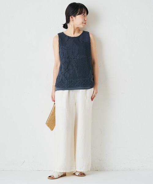 BEARDSLEY（ビアズリー）の「ヴィンテージレースタンク（Tシャツ/カットソー・レディース・ネイビー/ベージュ・FREE）」の9枚目の写真