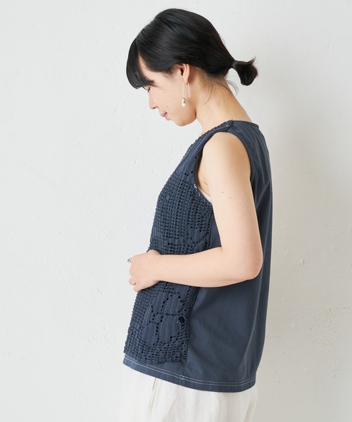 BEARDSLEY（ビアズリー）の「ヴィンテージレースタンク（Tシャツ/カットソー・レディース・ネイビー/ベージュ・FREE）」の11枚目の写真