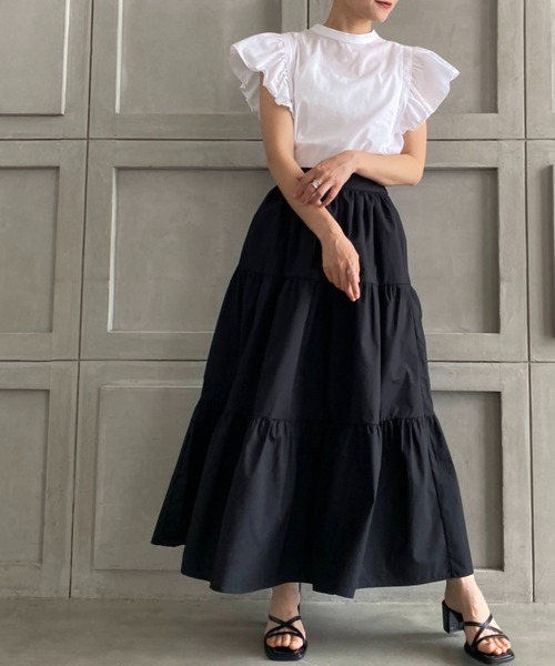 moment+（モーメントプラス）の「T/Cブロードティアードマキシスカート