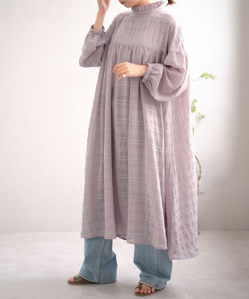 ＡＮＤＪ（アンドジェイ）の「【ANDJ MADE】バックリボンフリルハイネックボリュームシアーワンピース（ワンピース・レディース・アイボリー/グレー系その他/ホワイト/ブラック・M）」の14枚目の写真