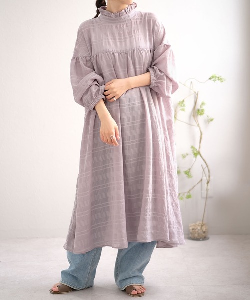 ＡＮＤＪ（アンドジェイ）の「【ANDJ MADE】バックリボンフリルハイネックボリュームシアーワンピース（ワンピース・レディース・アイボリー/グレー系その他/ホワイト/ブラック・M）」の22枚目の写真