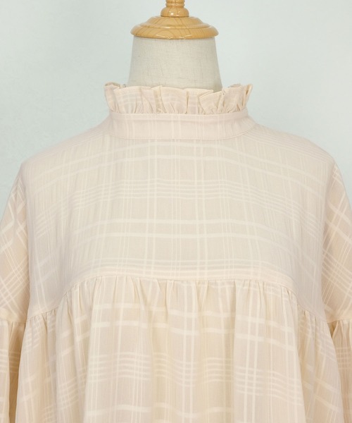 ＡＮＤＪ（アンドジェイ）の「【ANDJ MADE】バックリボンフリルハイネックボリュームシアーワンピース（ワンピース・レディース・アイボリー/グレー系その他/ホワイト/ブラック・M）」の8枚目の写真