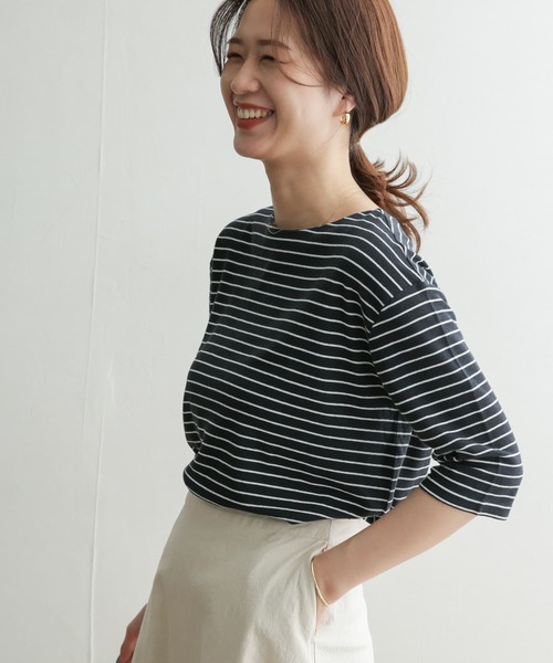 URBAN RESEARCH DOORS（アーバンリサーチドアーズ）の「コットンリネン畦ボーダーカットソー（Tシャツ/カットソー・レディース・ブルー系その他/ホワイト系その他・ONE）」の3枚目の写真