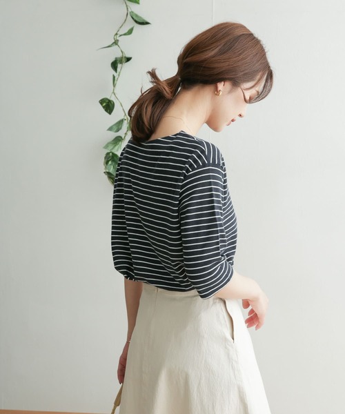 URBAN RESEARCH DOORS（アーバンリサーチドアーズ）の「コットンリネン畦ボーダーカットソー（Tシャツ/カットソー・レディース・ブルー系その他/ホワイト系その他・ONE）」の4枚目の写真