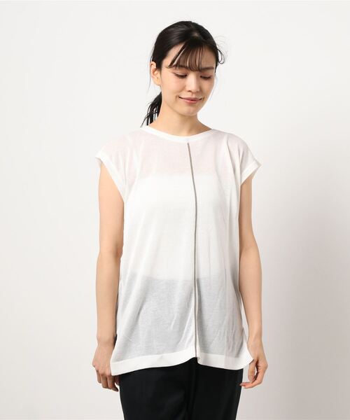 ★送料関税込み【PEOPLE STYLE】カジュアルプルオーバーセーター シアーライン入りニットプルオーバー（ニット/セーター