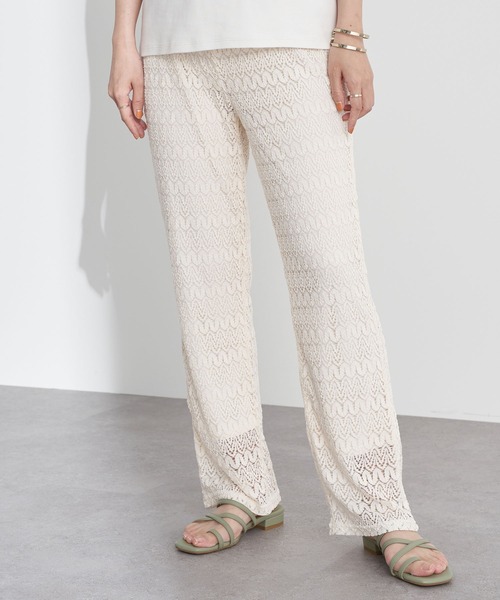 earth music&ecology（アースミュージックアンドエコロジー）の「レースパンツ ＊（その他パンツ・レディース・アイボリー/チャコールグレー/グレイッシュベージュ/ミント・FREE）」の2枚目の写真