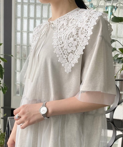 AS KNOW AS PINKY（アズノゥアズピンキー）の「セーラーフラワーカラー付け襟（付け襟・レディース・ブラック/オフホワイト・FREE）」の13枚目の写真