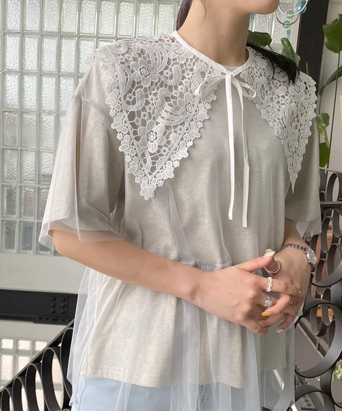 AS KNOW AS PINKY（アズノゥアズピンキー）の「セーラーフラワーカラー付け襟（付け襟・レディース・ブラック/オフホワイト・FREE）」の10枚目の写真