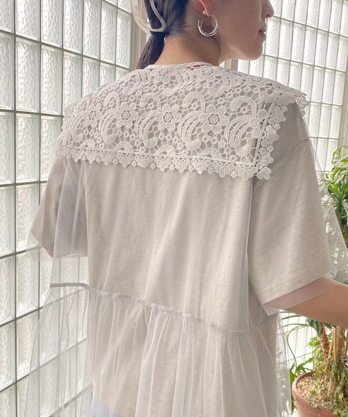 AS KNOW AS PINKY（アズノゥアズピンキー）の「セーラーフラワーカラー付け襟（付け襟・レディース・ブラック/オフホワイト・FREE）」の7枚目の写真