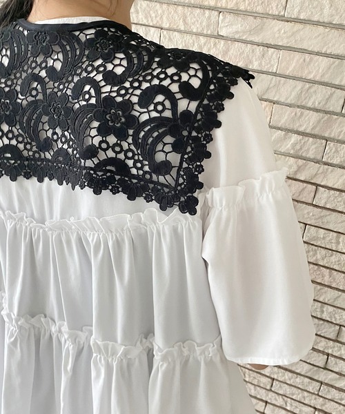 AS KNOW AS PINKY（アズノゥアズピンキー）の「セーラーフラワーカラー付け襟（付け襟・レディース・ブラック/オフホワイト・FREE）」の4枚目の写真