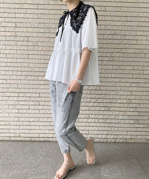 AS KNOW AS PINKY（アズノゥアズピンキー）の「セーラーフラワーカラー付け襟（付け襟・レディース・ブラック/オフホワイト・FREE）」の12枚目の写真