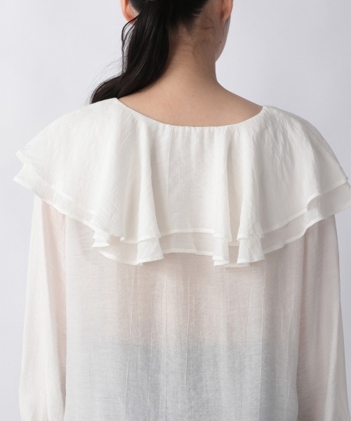 LOWRYS FARM（ローリーズファーム）の「ボリュームフリルブラウスＬＳ　217074（Tシャツ/カットソー・レディース・オフホワイト/ブラック/ブラック系その他/ブルー・FREE）」の14枚目の写真