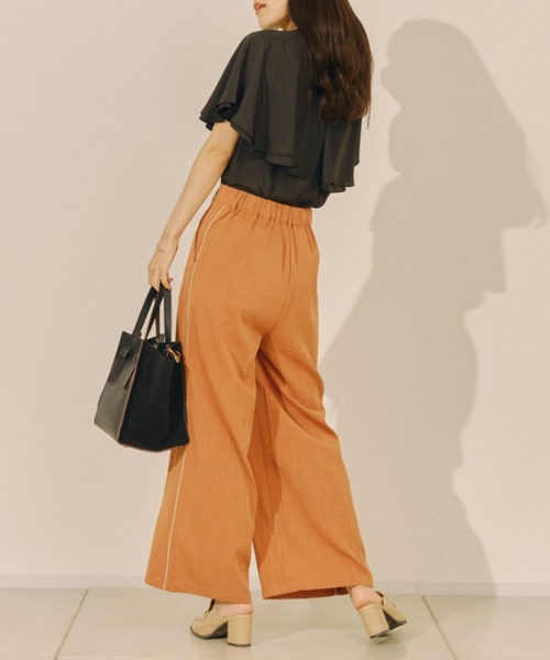 Chez toi（シェトワ）の「サイドパイピングベイカーワイドパンツ（その他パンツ・レディース・カーキ/オレンジ/グレイッシュベージュ・FREE）」の16枚目の写真