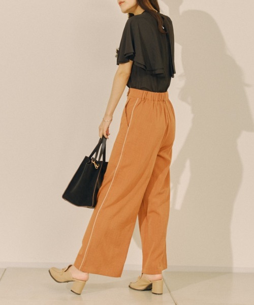 Chez toi（シェトワ）の「サイドパイピングベイカーワイドパンツ（その他パンツ・レディース・カーキ/オレンジ/グレイッシュベージュ・FREE）」の12枚目の写真