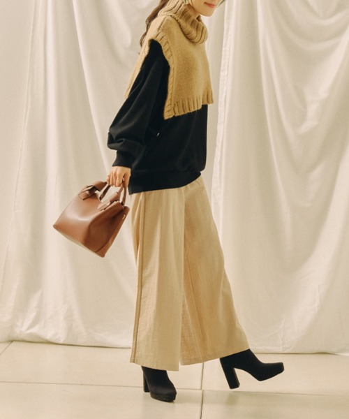 Chez toi（シェトワ）の「サイドパイピングベイカーワイドパンツ（その他パンツ・レディース・カーキ/オレンジ/グレイッシュベージュ・FREE）」の4枚目の写真