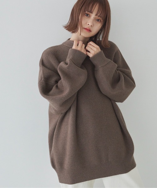 flaner(フラネ)の「オーバーサイズニット【ユニセックス着用可能】(ニット/セーター・レディース・ダークブラウン/ベージュ/ナチュラル・FREE)」の12枚目の写真