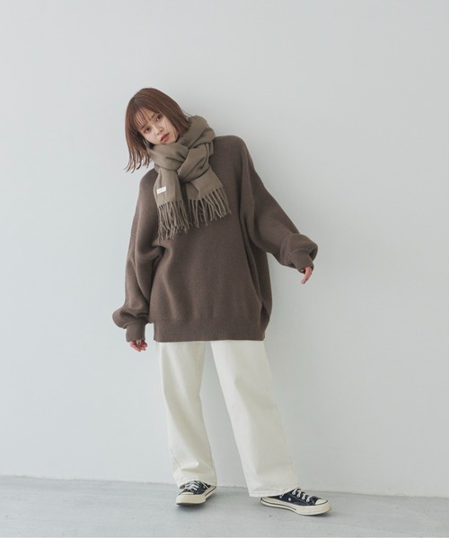 flaner(フラネ)の「オーバーサイズニット【ユニセックス着用可能】(ニット/セーター・レディース・ダークブラウン/ベージュ/ナチュラル・FREE)」の19枚目の写真