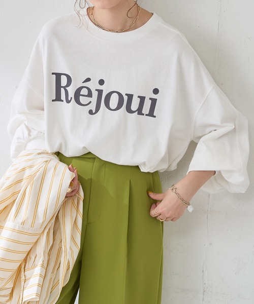 DISCOAT（ディスコート）の「フロッキープリントロングTシャツ（Tシャツ/カットソー・レディース・チャコールグレー/ピンク/オフホワイト/ダークグレー/モカ/ホワイト・FREE）」の3枚目の写真