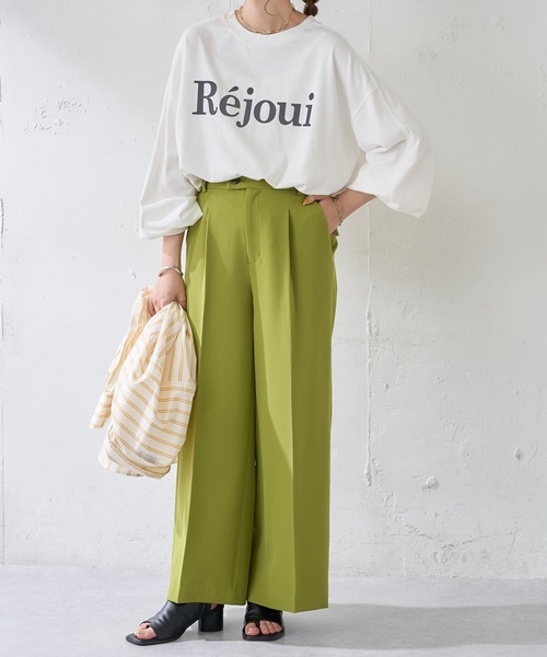 DISCOAT（ディスコート）の「フロッキープリントロングTシャツ（Tシャツ/カットソー・レディース・チャコールグレー/ピンク/オフホワイト/ダークグレー/モカ/ホワイト・FREE）」の9枚目の写真