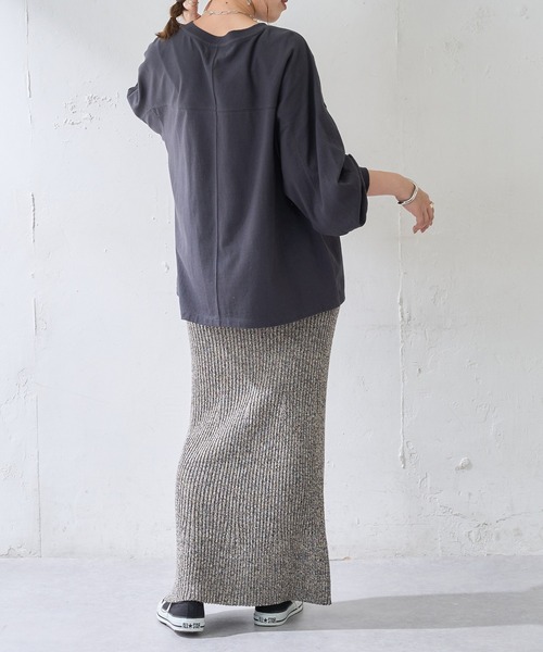 DISCOAT（ディスコート）の「フロッキープリントロングTシャツ（Tシャツ/カットソー・レディース・チャコールグレー/ピンク/オフホワイト/ダークグレー/モカ/ホワイト・FREE）」の20枚目の写真