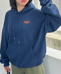 【Snap club】裏起毛ワンポイント刺繍ロゴ オーバーサイズ プルオーバーパーカー