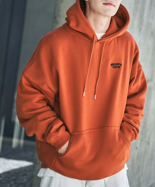 Snap club(スナップクラブ)の「【Snap club】裏起毛ワンポイント刺繍ロゴ オーバーサイズ プルオーバーパーカー(パーカー・メンズ・ライトブルー/ネイビー/ブラック/オートミール/グリーン系その他/オレンジ/ダークベージュ・M/L)」の7枚目の写真