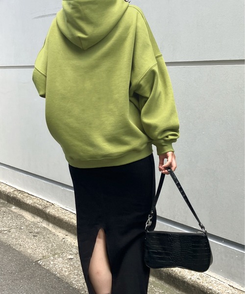 Snap club】裏起毛ワンポイント刺繍ロゴ オーバーサイズ プル