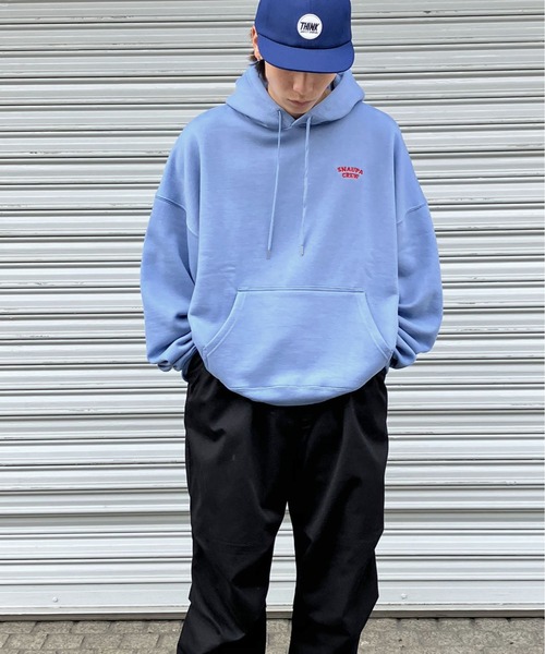 Snap club(スナップクラブ)の「【Snap club】裏起毛ワンポイント刺繍ロゴ オーバーサイズ プルオーバーパーカー(パーカー・メンズ・ライトブルー/ネイビー/ブラック/オートミール/グリーン系その他/オレンジ/ダークベージュ・M/L)」の19枚目の写真