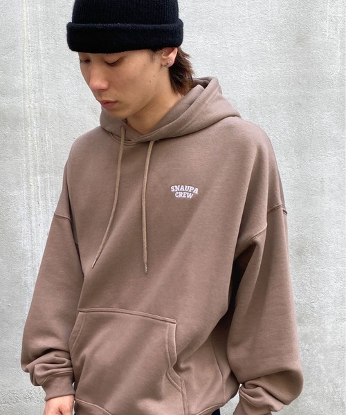 Snap club】裏起毛ワンポイント刺繍ロゴ オーバーサイズ プルオーバー