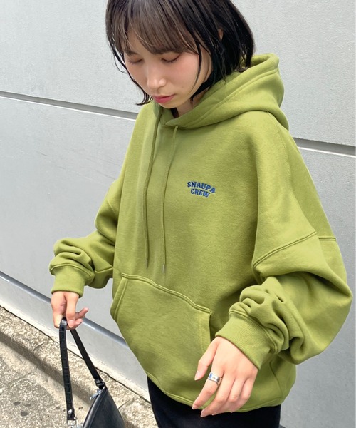 Snap club】裏起毛ワンポイント刺繍ロゴ オーバーサイズ プルオーバー