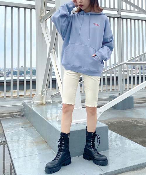 Snap club(スナップクラブ)の「【Snap club】裏起毛ワンポイント刺繍ロゴ オーバーサイズ プルオーバーパーカー(パーカー・メンズ・ライトブルー/ネイビー/ブラック/オートミール/グリーン系その他/オレンジ/ダークベージュ・M/L)」の8枚目の写真