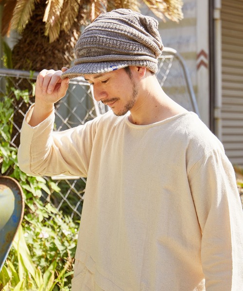 チャイハネ（チャイハネ）の「【チャイハネ】つば付き変形ニットキャップ（ニットキャップ/ビーニー・メンズ・ライトグレー/ワイン/ブラウン/ブラック/オレンジ/キャメル/ベージュ/カーキ/ネイビー・FREE）」の15枚目の写真