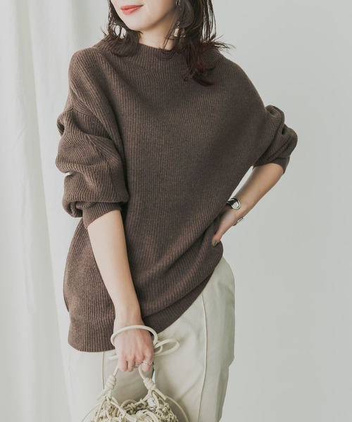 KBF+(ケービーエフプラス)の「KBF+ 片畦ボトルネックニット∴(ニット/セーター・レディース・アイボリー/パープル/ダークブラウン・ONE)」の11枚目の写真