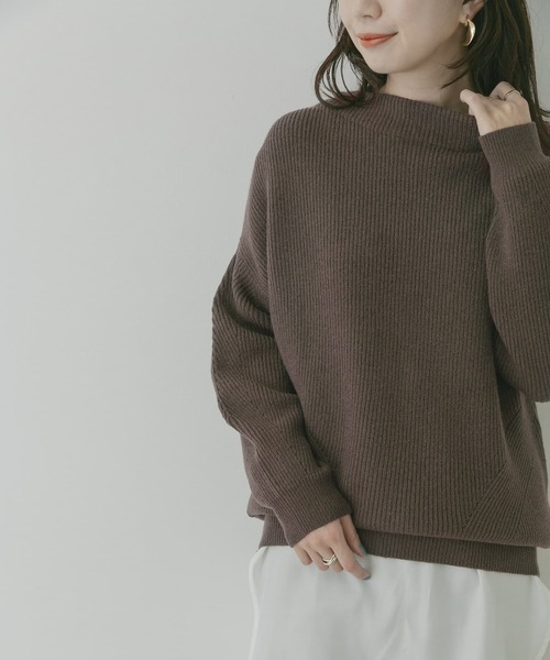 KBF+(ケービーエフプラス)の「KBF+ 片畦ボトルネックニット∴(ニット/セーター・レディース・アイボリー/パープル/ダークブラウン・ONE)」の18枚目の写真