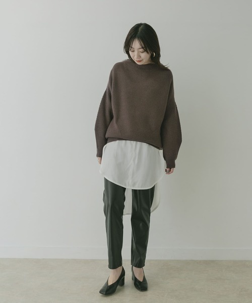 KBF+(ケービーエフプラス)の「KBF+ 片畦ボトルネックニット∴(ニット/セーター・レディース・アイボリー/パープル/ダークブラウン・ONE)」の22枚目の写真