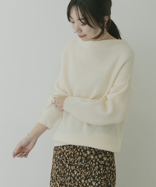 KBF+(ケービーエフプラス)の「KBF+ 片畦ボトルネックニット∴(ニット/セーター・レディース・アイボリー/パープル/ダークブラウン・ONE)」の12枚目の写真