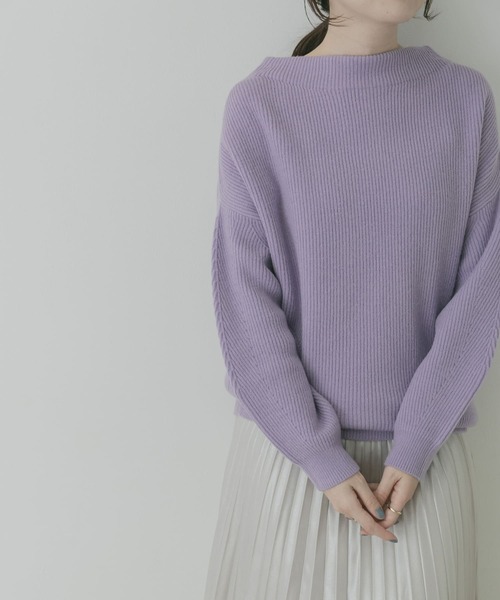 KBF+(ケービーエフプラス)の「KBF+ 片畦ボトルネックニット∴(ニット/セーター・レディース・アイボリー/パープル/ダークブラウン・ONE)」の16枚目の写真