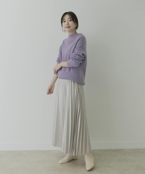 KBF+(ケービーエフプラス)の「KBF+ 片畦ボトルネックニット∴(ニット/セーター・レディース・アイボリー/パープル/ダークブラウン・ONE)」の13枚目の写真