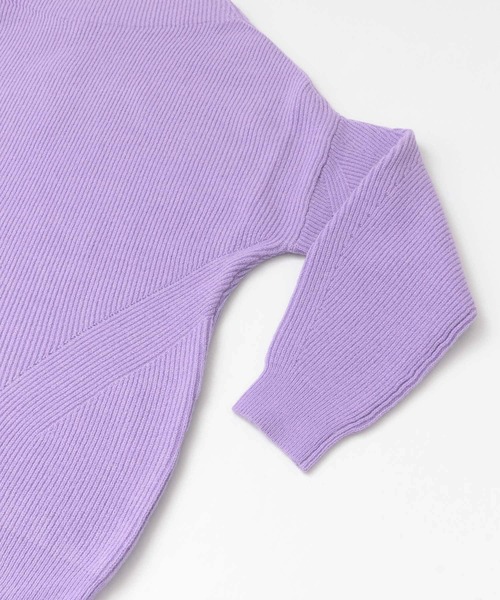 KBF+(ケービーエフプラス)の「KBF+ 片畦ボトルネックニット∴(ニット/セーター・レディース・アイボリー/パープル/ダークブラウン・ONE)」の10枚目の写真